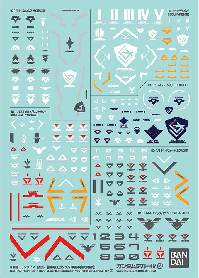 Gundam Model Kit: - Gundam Decal 134 Mobile Suit Gundam the Witch from Mercury Multiuse 2