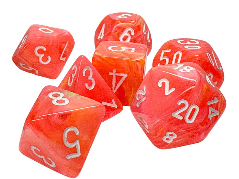 Chessex Mega-Hedral Festive Dahlia/White 7-Piece Set