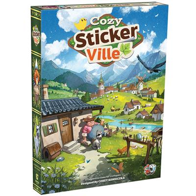 Cozy Stickerville sticker village board game box by Unexpected Games